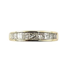 14 Karat Yellow Gold and Princess Cut Diamond Band Ring Size 7 #21812
